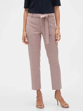 Banana Republic Avery Ankle Pants Womens 4 Red Stripe Tie Waist Career Cropped